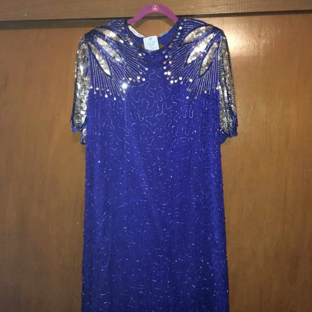 Blue sequined formal mid length.